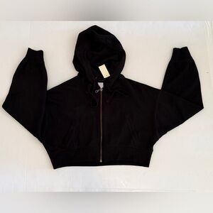 Black Cropped Hoodie Jacket